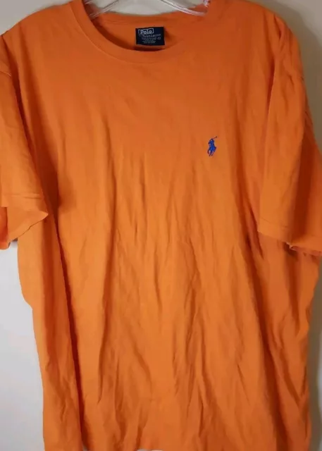 Polo Ralph Lauren Shirt Men's Large Slim Orange Short Sleeve Crew Neck Logo Tee