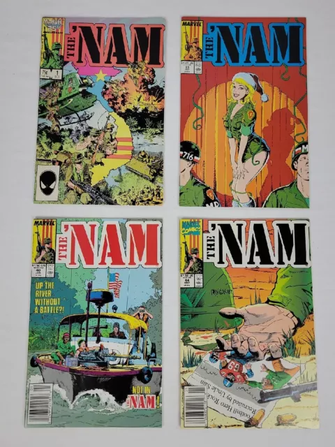 THE 'NAM Marvel Comic Book Lot Of (4), Dec #1, Oct #23, Jan #40, May #44 Comics
