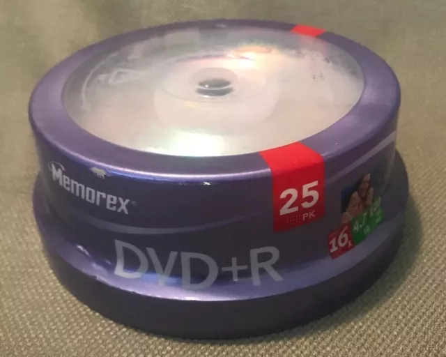 New Sealed Memorex Blank Recordable DVD+R 16x 4.7GB 120min Video 25 Pack