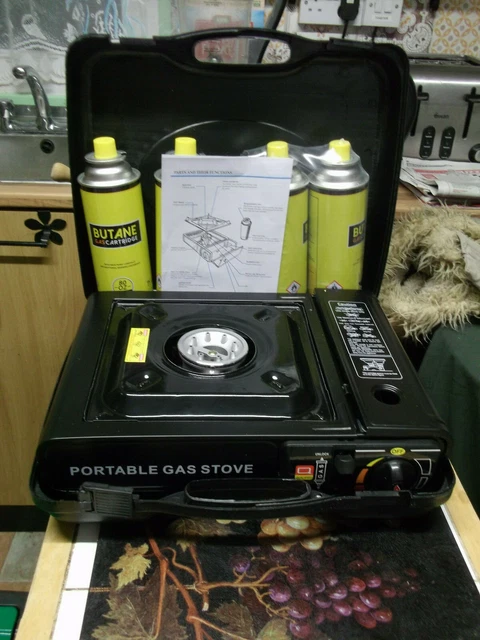 ASAB PORTABLE GAS Stove with Four Butane Gas Cartridges £19.50 - PicClick UK