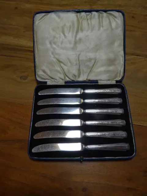 6 Dessertmesser/Tea Knifes, Sterlingsilber, englisch, Art Deco-