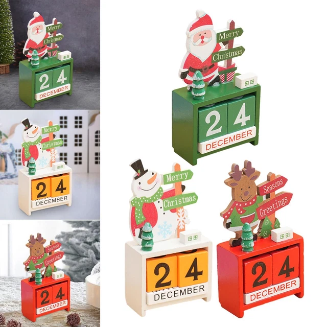 Calendrier De L'Avent 2024 Sapin En Bois - 24 Ornements à Accrocher, Déco De Table 33 Cm