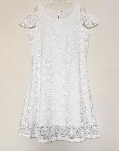 NY Collection Women's Petite Medium Lace Dress A-line Fit & Flare White NWOT