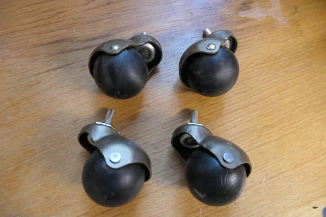 SET OF 4 Shepherd Bronze Brass Small Ball Casters 2" Threaded Stem MADE IN USA