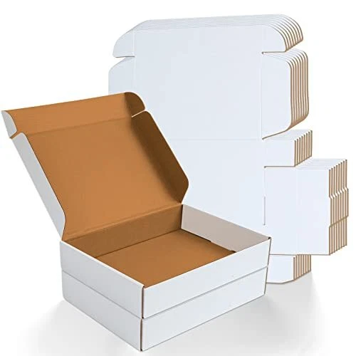 Shipping Boxes 11x8x2, 25 PACK White Corrugated Cardboard Mailer Boxes