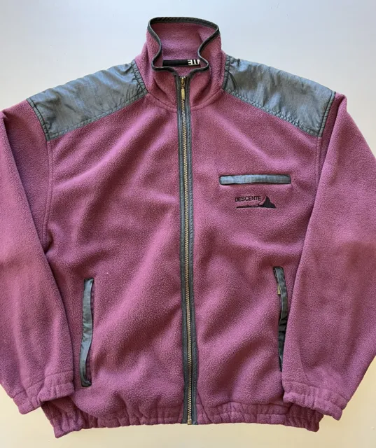 Vintage 90s Descente Purple Fleece Full Zip Sweatshirt Jacket Mens Sz L Coat