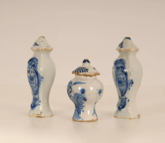 Antique Dutch Delftware vases miniature dollhouse vases tinglazed 18th c17th c 3