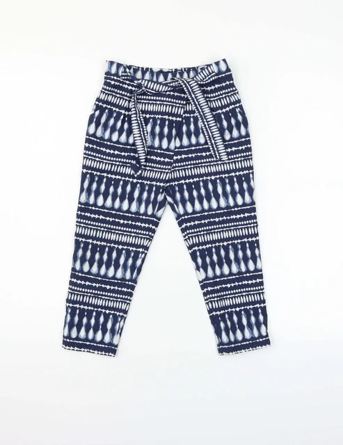 F&F Girls Blue Geometric Polyester Jogger Trousers Size 3-4 Years  Regular Draws