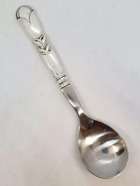 Georg Jensen Ornamental #57 Sterling Silver Salad Serving Spoon 9"