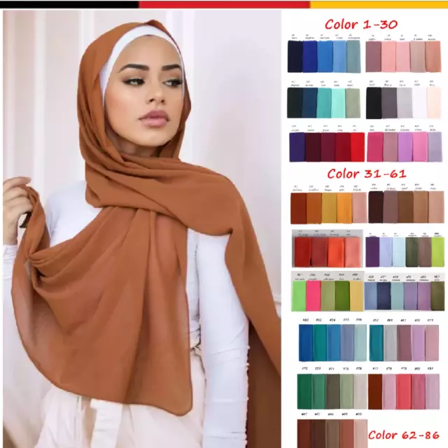 Kopftuch Chiffon Schal حجاب شيفون Scarfie 175x70 CM Damen Muslim Chiffon Hijab