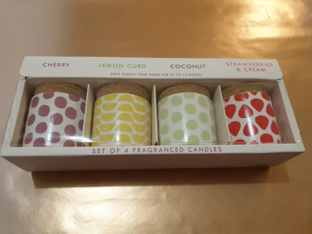 NEXT Brand New Colourful Fruity Candle Set: Cherry, Lemon, Coconut & Strawberry