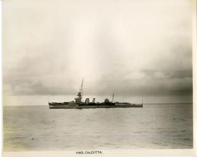 British Royal Navy, Ship H.M.S. Calcutta, C-class light cruiser  Vintage silver