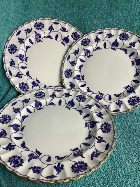 3 x Spode Blue Colonel Y6235 Bone China Dinner Plates - 10.6 inches wide