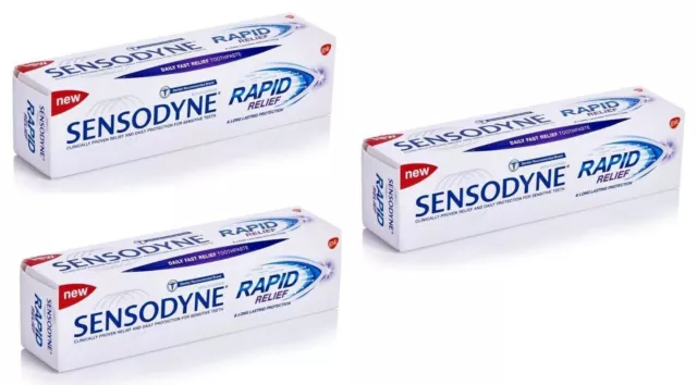 3X Sensodyne Rapid Relief Sensitivity Toothpaste For Sensitive Teeth - 80 Gram