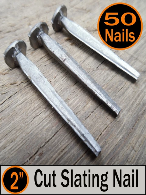 (50) 2" - CUT SLATING NAILS  - Vintage Antique - 6d