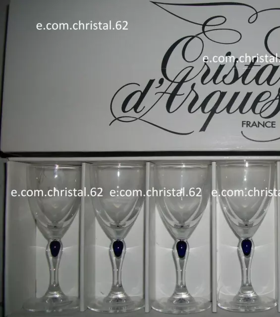 Cristal d'Arques coffret de 4 verres a vin blanc ou porto  modèle Venise saphir