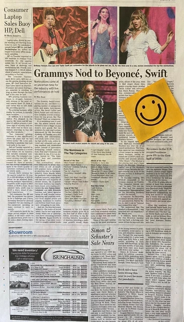 Grammys Nod To Beyonce & Swift The Wall Street Journal Collectible Article Wsj ;