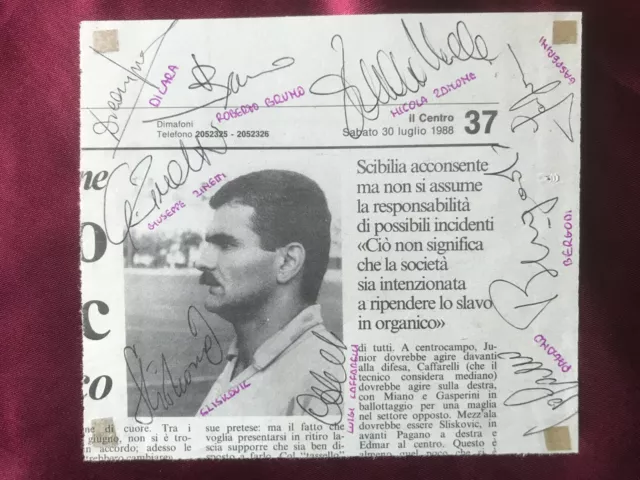 9 Autografi originali DELFINO PESCARA 87/88-Sliskovic/R.Bruno (†2003)-IN PERSON
