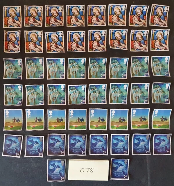 50 GENUINE 2nd Second Class Stamps Unfranked Off Paper C-78