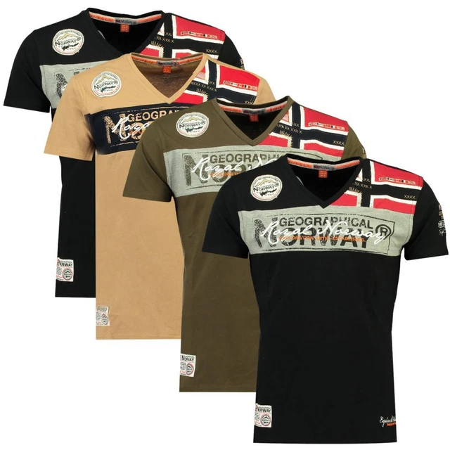 T-shirt maglia maniche corte JIDNEY uomo GEOGRAPHICAL NORWAY scollo a V 100% cot
