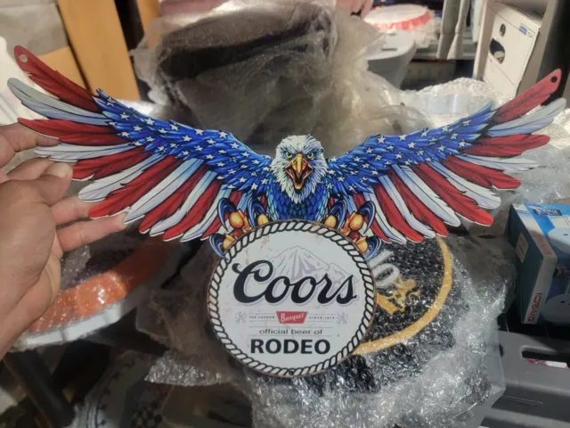 American Eagle Coors Banquet  Metal Sign Man Cave, Official Beer of Rodeo 15.5"