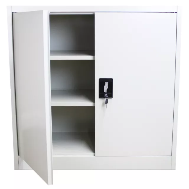 Metal Office 2 Doors Filing Cabinet Flatpack Document File Lockable Storage 90cm 3