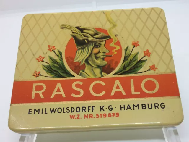 alte Blechdose RASCALO Emil Wolsdorff Zigarillos rauchen leer Hamburg Mann Hut