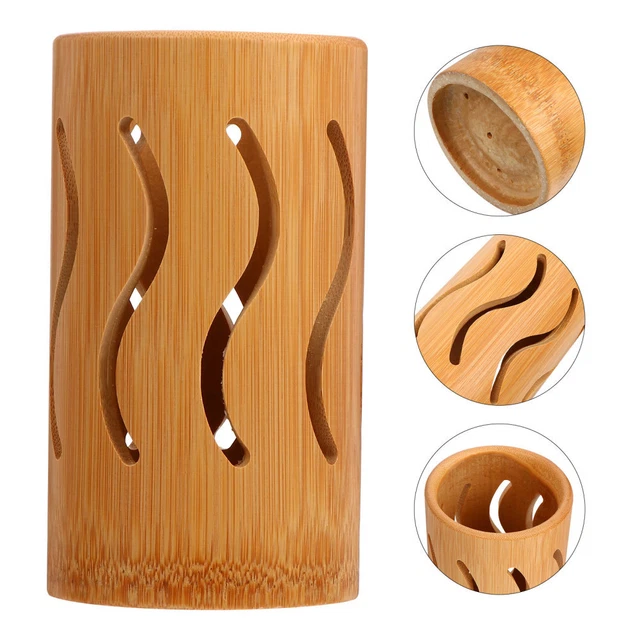 Soporte para bolígrafo tenedores cepillo de maquillaje vajilla de bambú utensilio de cocina