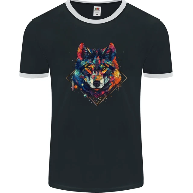Geometrico Lupo Wolves Uomo Ringer Fotl