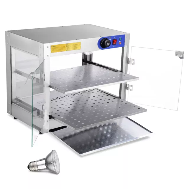 WeChef Commercial Food Warmer 2-Tier 110V Countertop Food Pizza Warmer 750W  24x15x20 Pastry Display Case