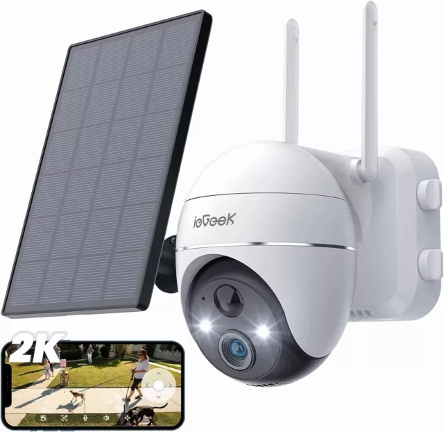 ieGeek Outdoor 2K 360° PTZ Wireless Solar Security IP Camera Home Battery CCTV