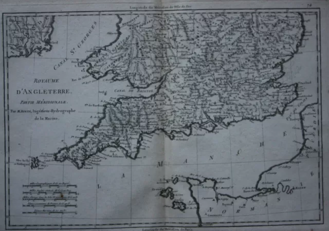 Original antique map SOUTH ENGLAND, WALES, CORNWALL, c.1790