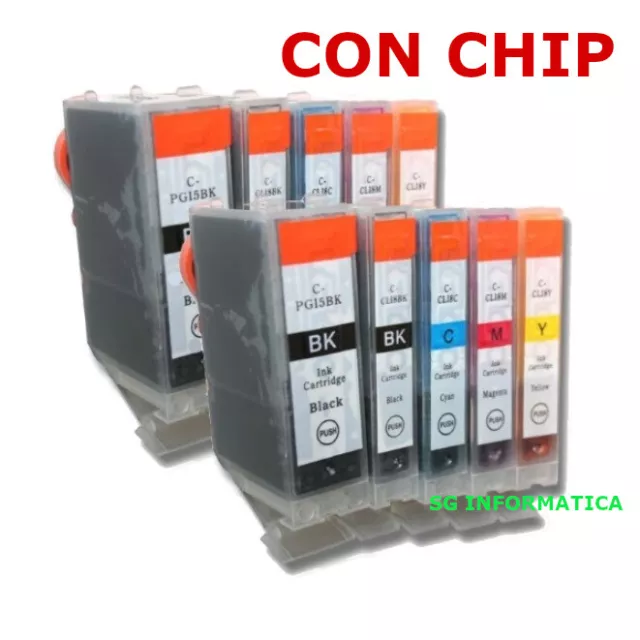 KIT 10 CARTUCCE PER CANON PIXMA iP3300 iP3500 iP4200 iP4300 iP4500 iP5200 iP5300