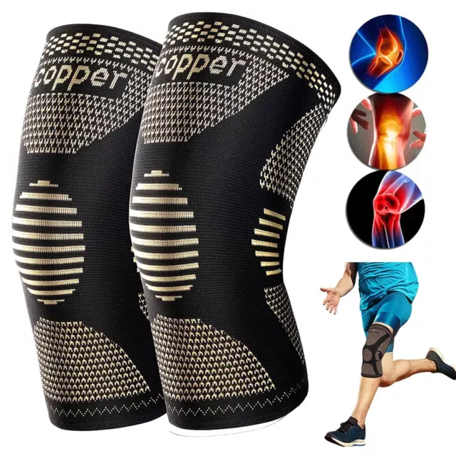 Copper Knee Brace Knee Support Compression Sleeve Arthritis Joint Pain Relief AU