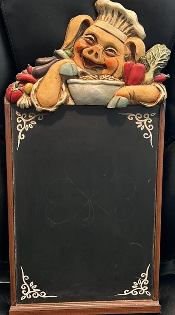 Vintage Kitchen Chalkboard with Pig Chef Figure Wall Decor Menu 23''x 12''