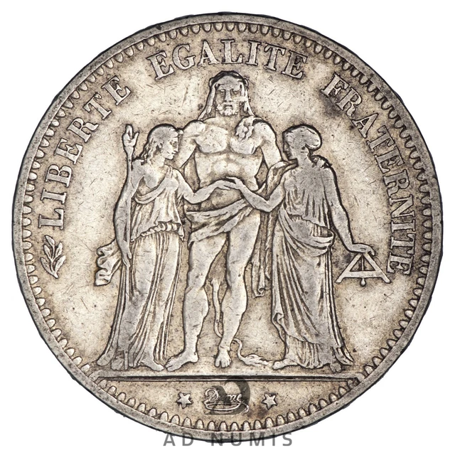 France 5 Francs 1875 K Silver Hercule XF Bordeaux coin French