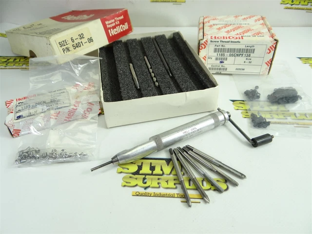 Helicoil Master Thread Repair Kit #6-32 P/N 5401-06 +Extra Tool Taps & Inserts
