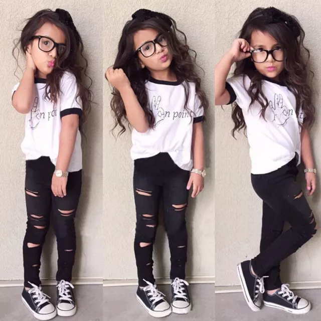 2pcs Toddler Kids Baby Girl Outfits T-shirt Tops+Pants Casual Clothes Set Outfit