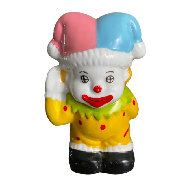 CUTE Vintage Clown Jester Piggy Bank Coin Ceramic With Plug