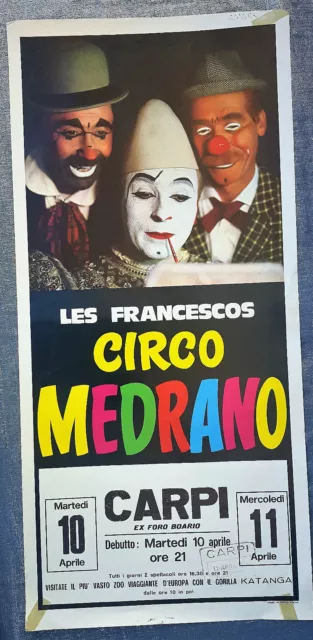 Manifesto Circo Medrano Clown Les Francescos Vintage 1979 Circus Poster Original