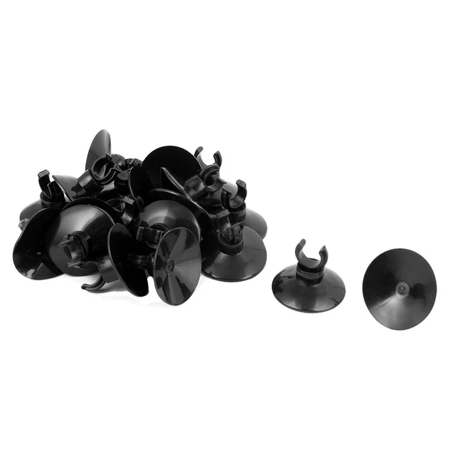 Aquarium Airline Air Hose Tubing Holder Suction Cups Black 38mm Dia 20 Pcs