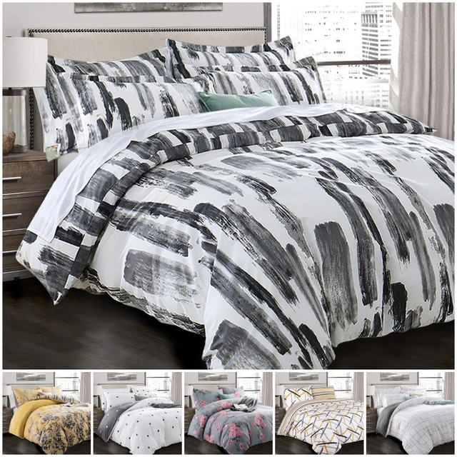 Lujo Reversible Cubierta Edredón Cubierta Edredón Juego de Ropa de Cama Individual Doble Tamaño King