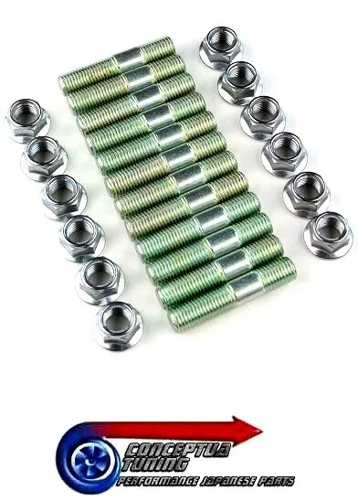 Plated Exhaust Manifold Stud & Lock Nut Kit -For R34 GTT Skyline RB25DET