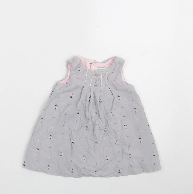 Line A John Lewis grigio floreale 100% cotone taglia 6-9 mesi collo rotondo ma