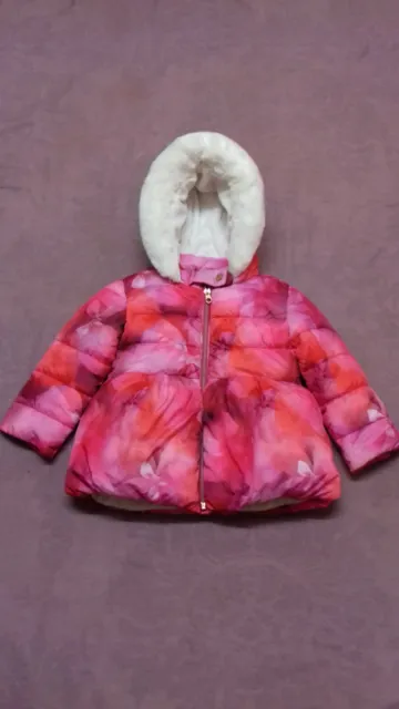 Girls Ted Baker Puffer Full Zip Hooded Jacket Fleece Lined, Age 3-4 Years