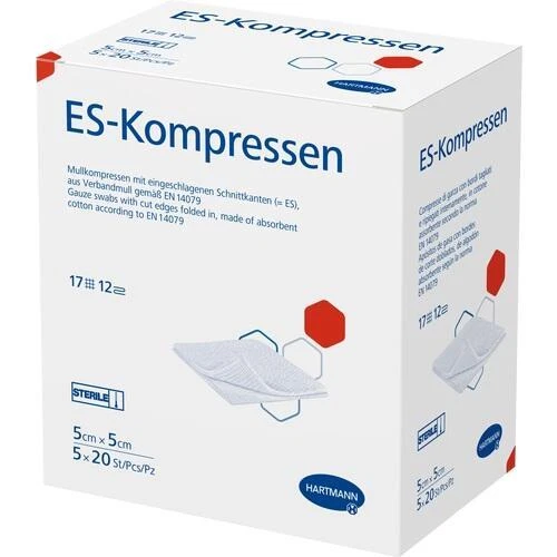 ES-KOMPRESSEN steril 5x5 cm 12fach Großpackung, 100 St PZN 06453872
