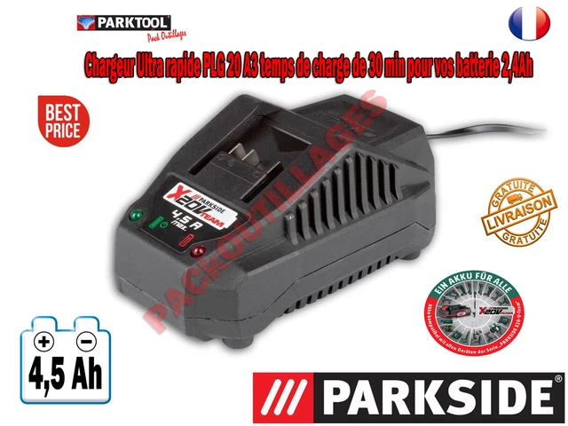 Chargeur Batterie Lithium Parkside Chargeur De Batterie 20V Compatible Parkside - Pour Batteries 2Ah Et 4Ah (Modèle PLG 20 A4) Chargeur Outil Jardin Parkside - Foto 7
