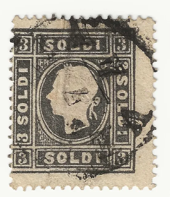 1858 Antichi Stati (Lombardo Veneto) - 3 soldi nero effigie II tipo usato