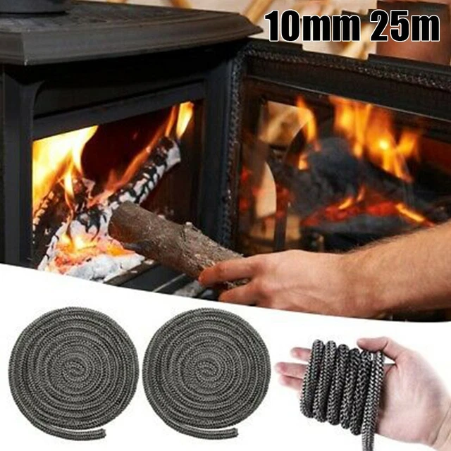 Joint de porte brûleur à bûches robuste 10 mm longueur corde ignifuge noire 2