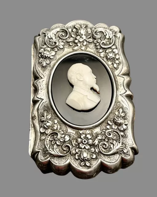 Antique French Sterling Silver Hardstone Cameo Case